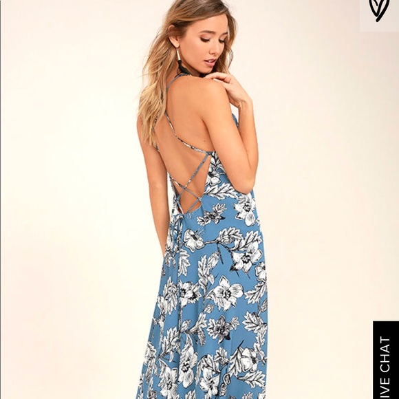 lulus navy floral maxi dress